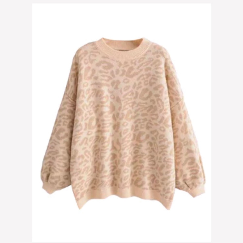 Mockneck animal print sweater